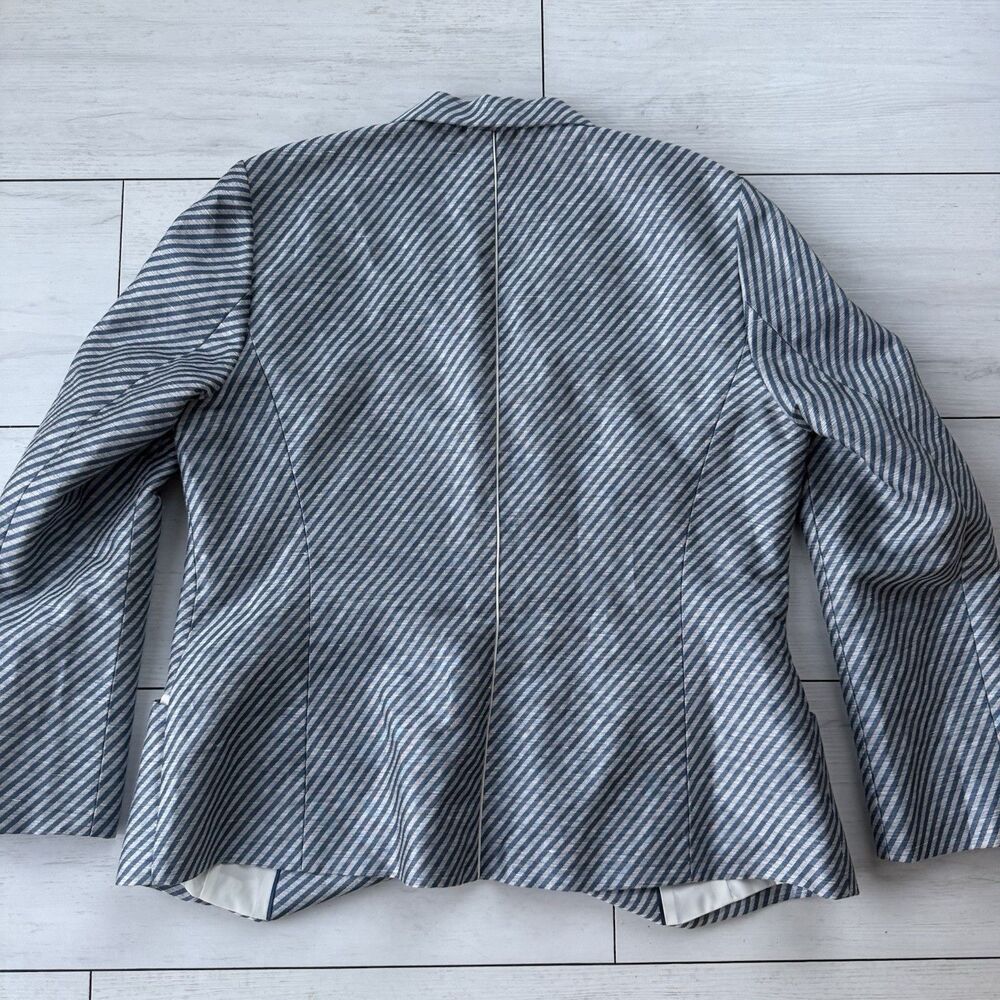 Lafayette 148 Women’s 8 Jasmine Stripe Blazer 93% Linen Blend Glaze Blue $598 - Picture 12 of 15